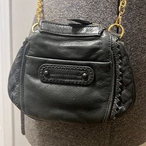 Leather juicy couture y2k cross body bag. Gold chain. Quilted. Grey / olive